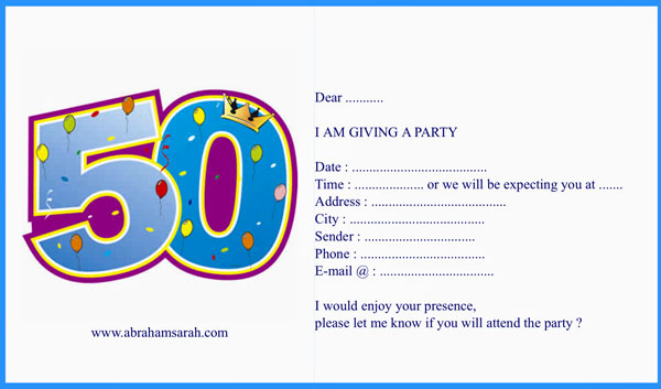 Birthday Invitation example card